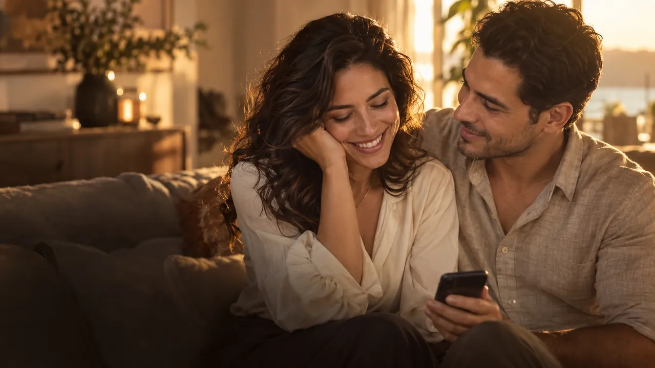 Una pareja comparte un momento especial mientras escucha su canción